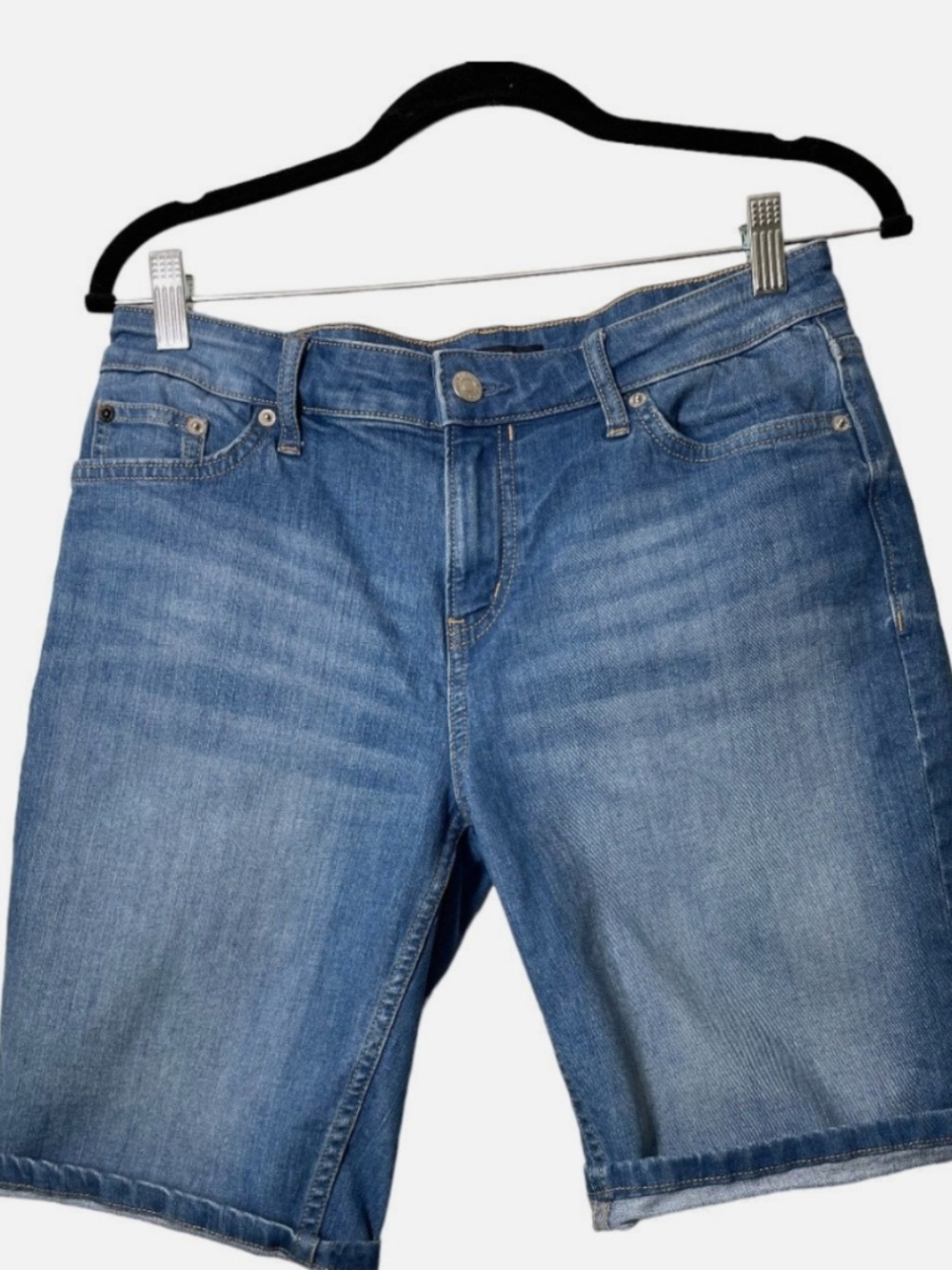 Calvin Klein Jean Shorts Jorts Women 8 Medium Wash Denim Modest Stretch Capsule